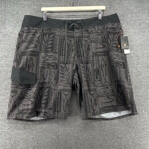 Quick Silver Board Shorts Men Size 40 All Over Fish Print Gray NEW